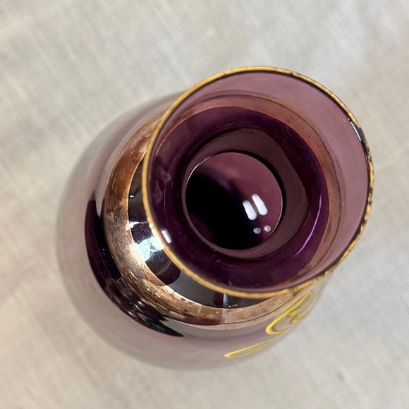 Antique Czech Bohemian Amethyst Glass Genie Decanter & Stopper - Picture 6 of 7
